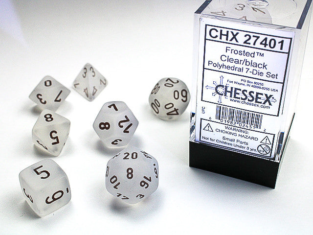 Chessex: Polyhedral 7-Die Set Frosted Clear Black