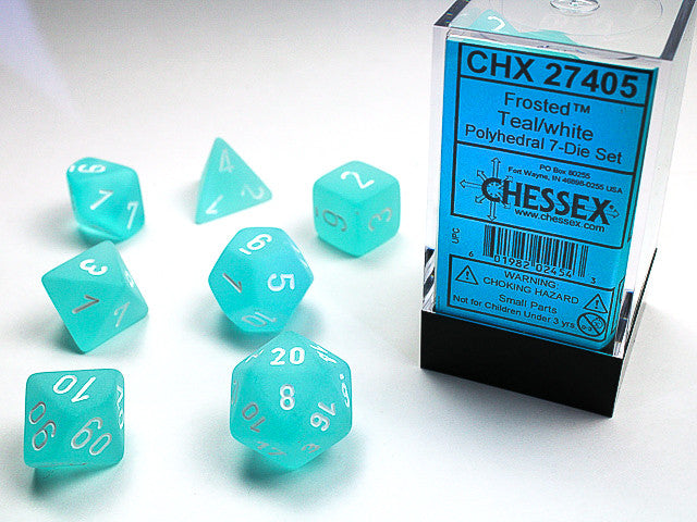 Chessex: Teal/White Frosted Polyhedral 7-Die Set