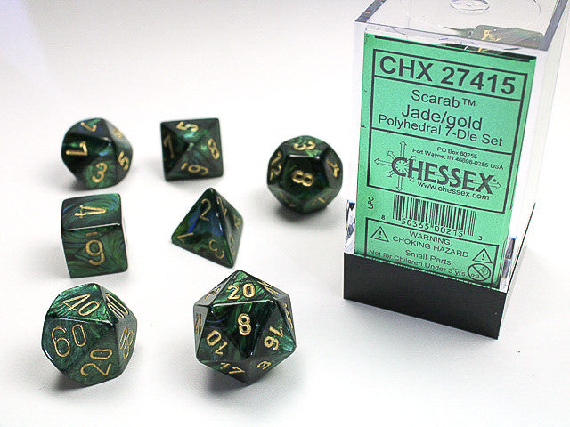 Chessex: Jade/Gold Scarab Polyhedral 7-Die Set