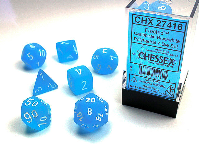 Chessex: Polyhedral 7-Die Set Frosted Caribbean Blue/White