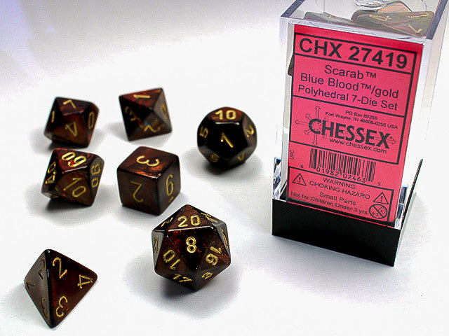 Chessex: Polyhedral 7-Die Set Scarab Blue Blood/Gold