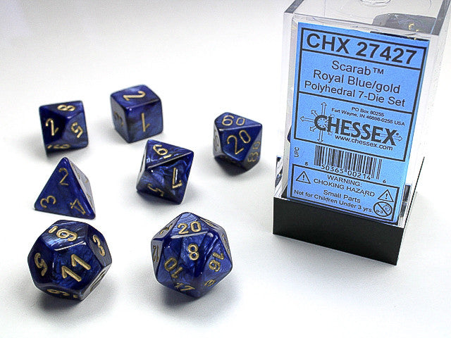 Chessex: Polyhedral 7-Die Set Scarab Royal Blue/Gold