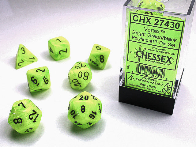 Chessex: Polyhedral 7-Die Set Vortex Bright Green/Black
