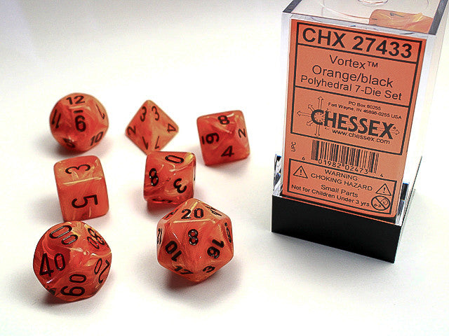 Chessex: Polyhedral 7-Die Set Vortex Orange/Black