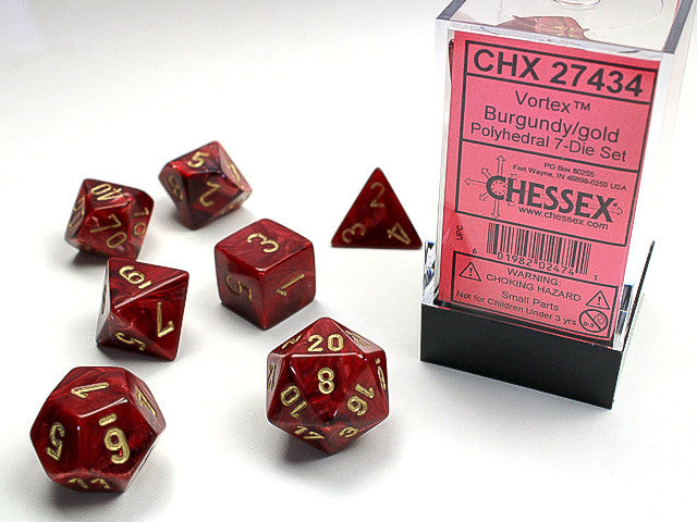 Chessex: Polyhedral 7-Die Set Vortex Burgundy/Gold