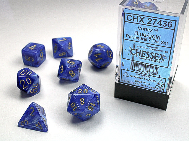 Chessex: Polyhedral 7-Die Set Vortex Blue/Gold