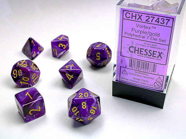Chessex: Polyhedral 7-Die Set Vortex Purple/Gold