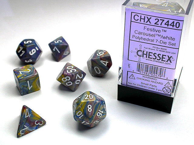 Chessex: Polyhedral 7-Die Set Festive Carousel/White