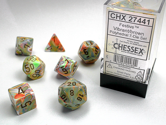 Chessex: Polyhedral 7-Die Set Festive Vibrant/Brown