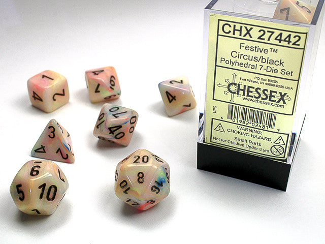 Chessex: Polyhedral 7-Die Set Festive Circus/Black