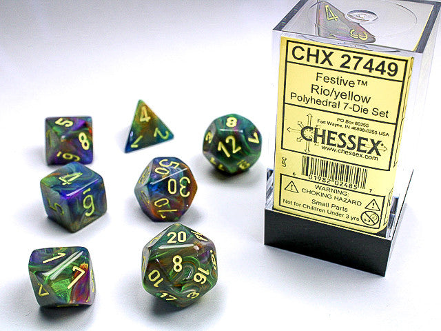 Chessex: Polyhedral 7-Die Set Festive Rio/Yellow