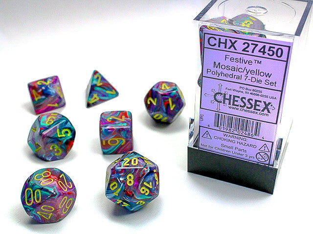 Chessex: Polyhedral 7-Die Set Festive Mosaic/Yellow