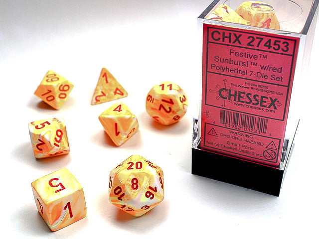 Chessex: Polyhedral 7-Die Set Festive Sunburst/Red