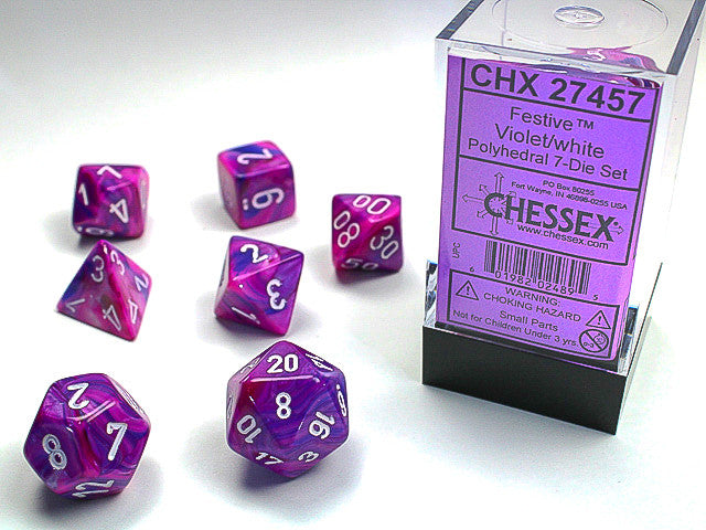 Chessex: Polyhedral 7-Die Set Festive Violet/White