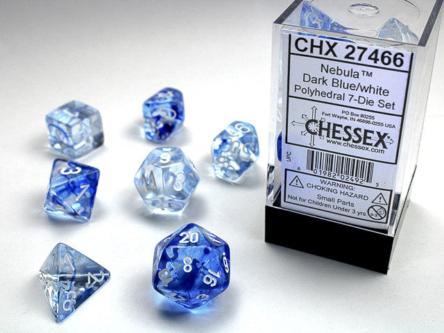 Chessex: Polyhedral 7-Die Set Nebula Dark Blue/White