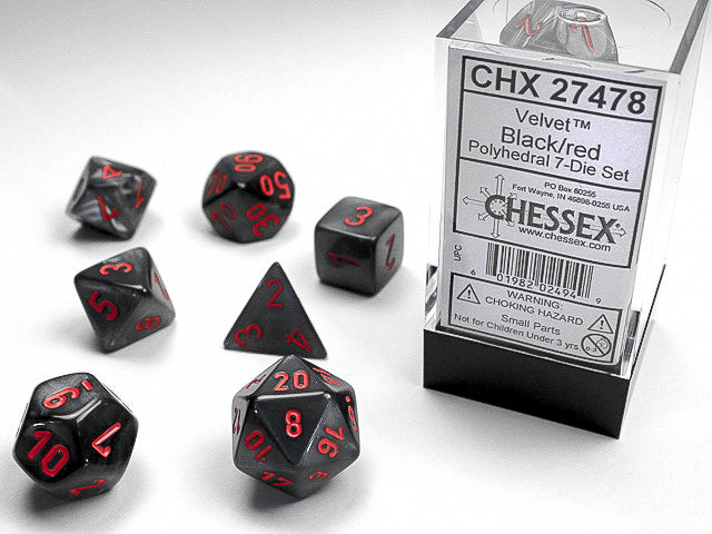 Chessex: Polyhedral 7-Die Set Velvet Black/Red