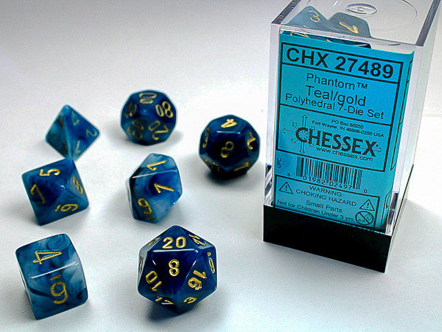 Chessex: Polyhedral 7-Die Set Phantom Teal/Gold