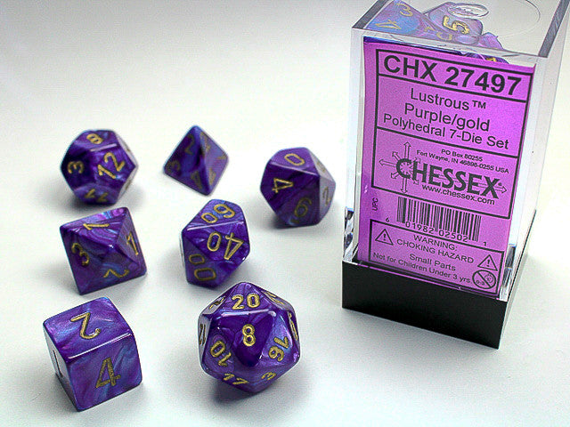Chessex: Polyhedral 7-Die Set Lustrous Purple/Gold