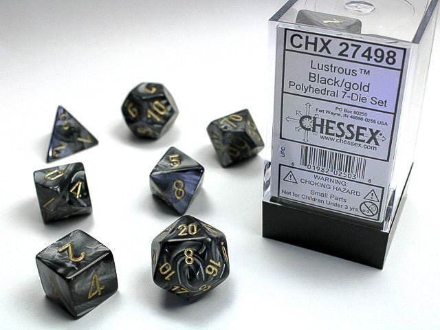 Chessex: Polyhedral 7-Die Set Lustrous Black/Gold