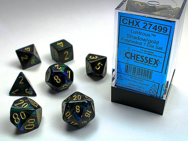 Chessex: Lustrous Shadow/Gold Polyhedral 7-Die Set