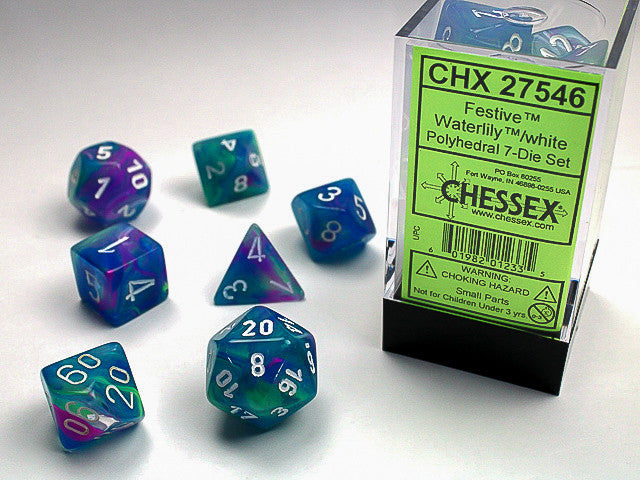 Chessex: Polyhedral 7-Die Set Festive Waterlily/White