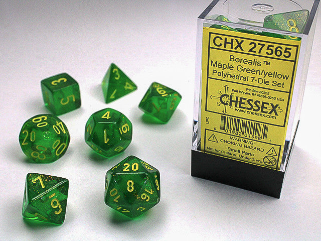 Chessex: Polyhedral 7-Die Set Borealis Maple Green/Yellow