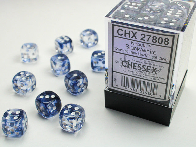 Chessex: 12mm D6 Dice Block Nebula Black/White