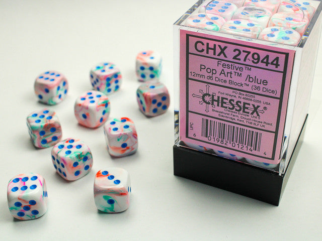 Chessex: 12mm D6 Dice Block Festive Pop Art/Blue