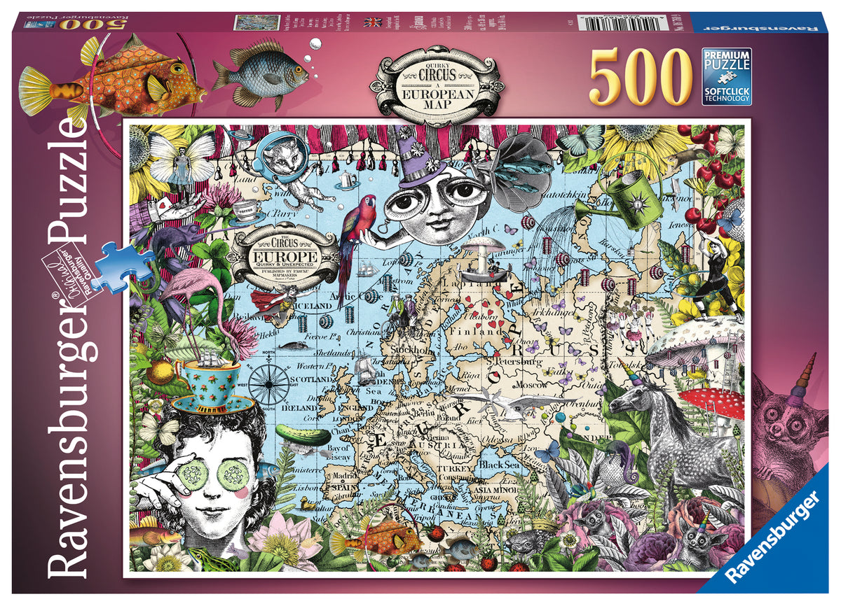 Ravensburger - European Map Quirky Circus 500 pieces — Arkhaven Games ...