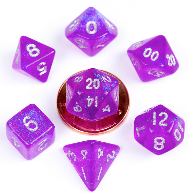 MDG 10mm Mini Polyhedral Dice Set: Stardust Purple