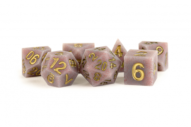MDG 16mm Sharp Edge Rubber Polyhedral Dice Set:Volcanic Soot