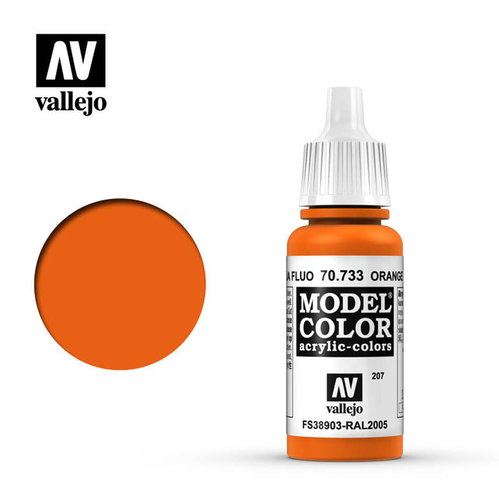 Vallejo 70733 Model Colour Fluorescent Orange 17ml Acrylic Paint