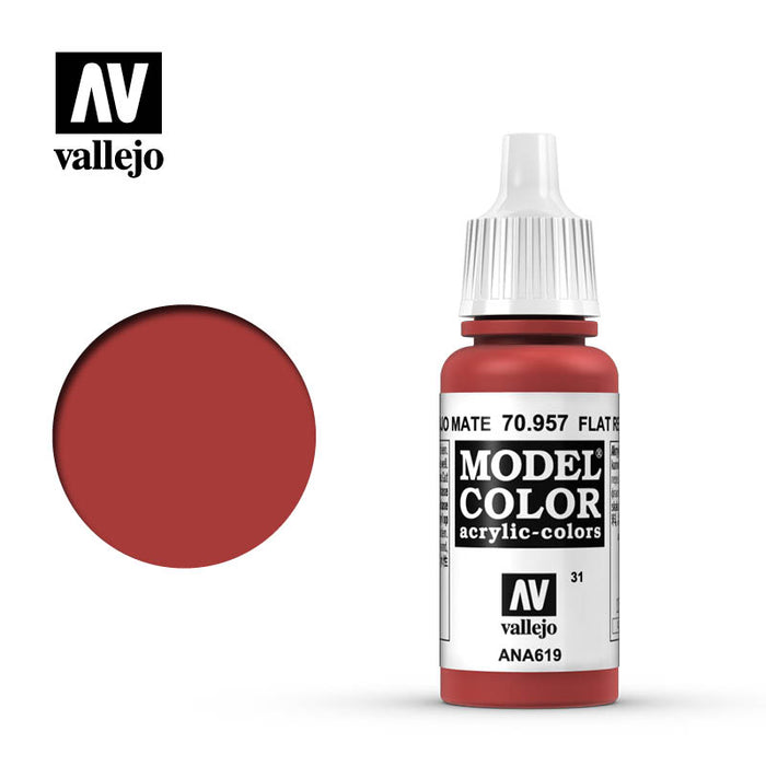 Vallejo 70957 Model Colour Flat Red 17ml Acrylic Paint