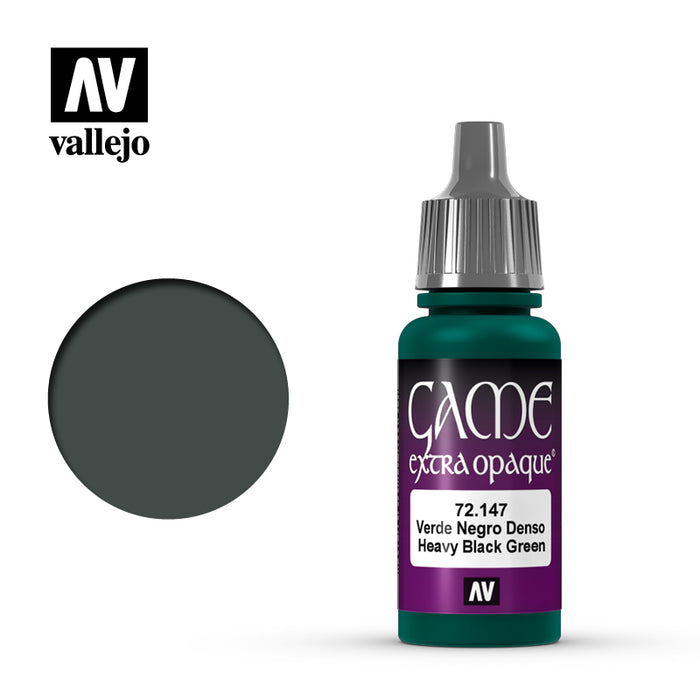Vallejo 72147 Game Colour Extra Opaque Heavy Black Green 17ml Acrylic Paint