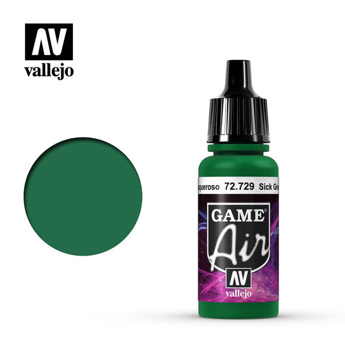 Vallejo 72729 Game Air Sick Green 17ml Acrylic Airbrush Paint