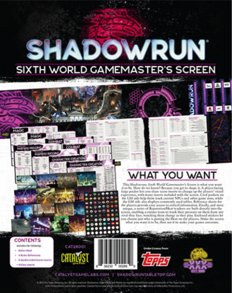 Shadowrun RPG 6th Edition: Sixth World Gamemaster Screen