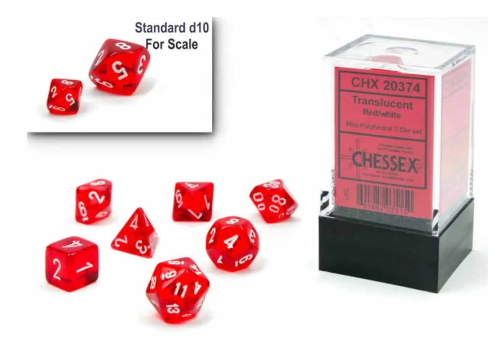 Chessex: Polyhedral 7-Die Mini Set Translucent Red/White