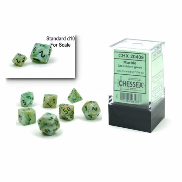 Chessex: Polyhedral 7-Die Mini Set Green/Dark Green