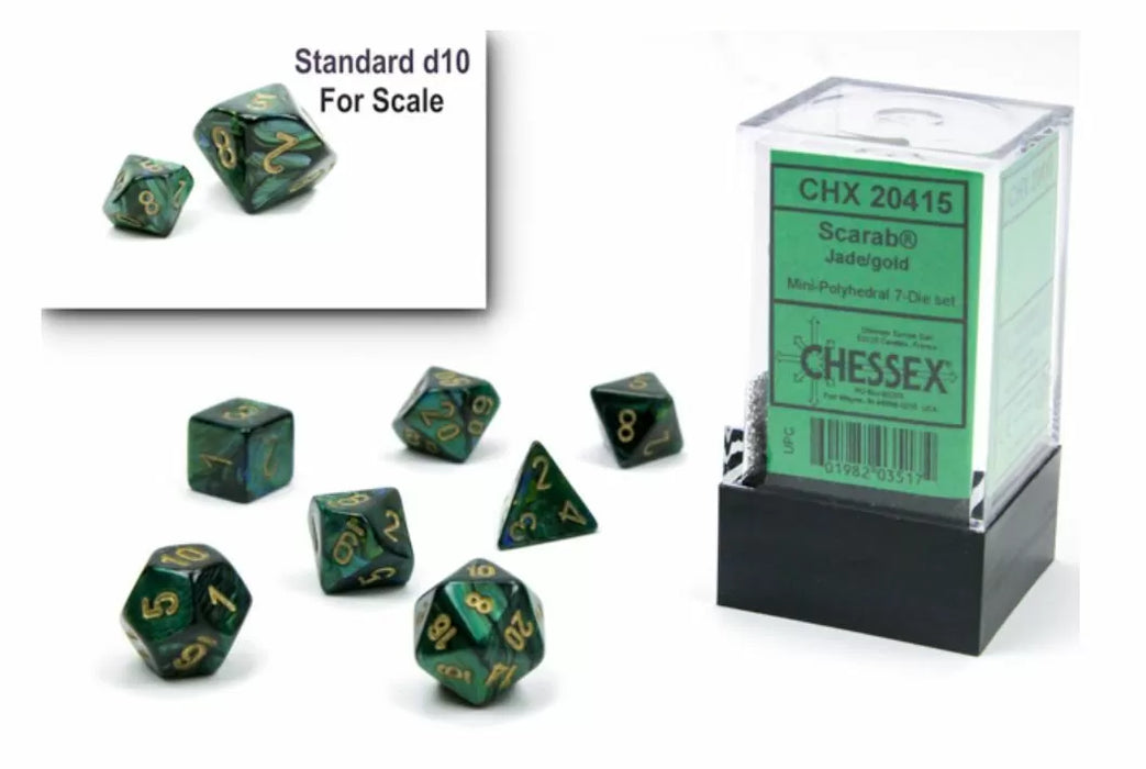 Chessex: Polyhedral 7-Die Mini Set Jade/Gold