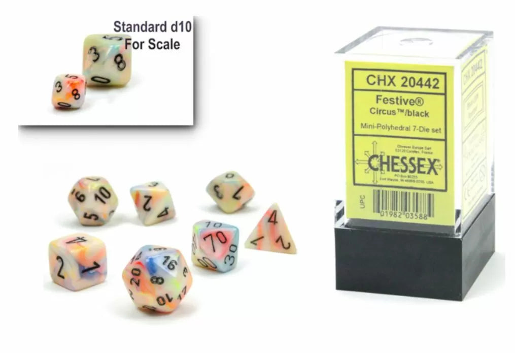 Chessex: Polyhedral 7-Die Mini Set Festive Circus/Black