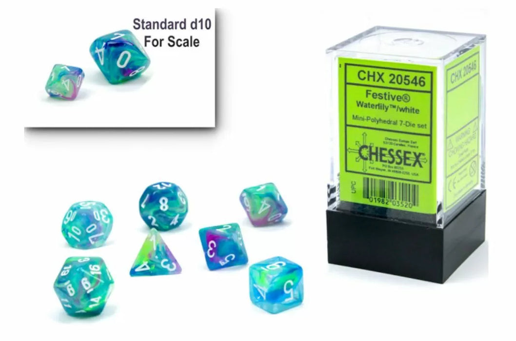 Chessex: Polyhedral 7-Die Mini Set Festive Waterlily/White