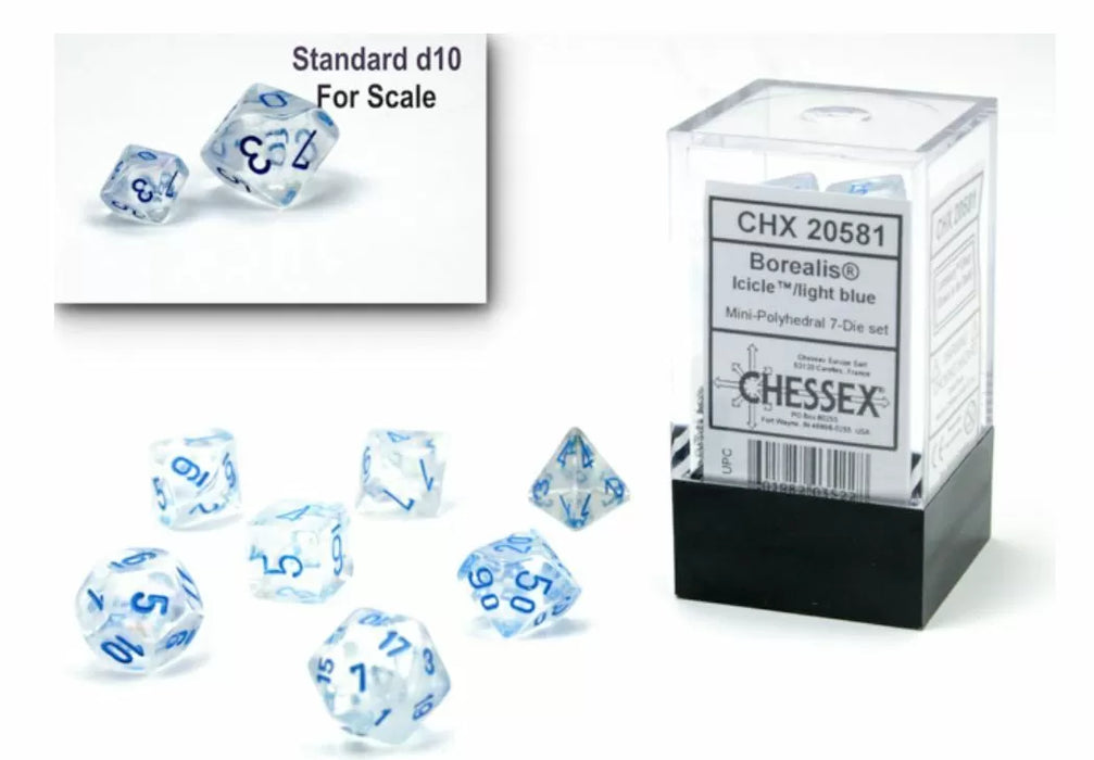 Chessex: Polyhedral 7-Die Mini Set Icicle/Light Blue Luminary