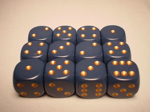 Chessex: 16mm D6 Blue/Copper Dusty Opaque (12 dice)