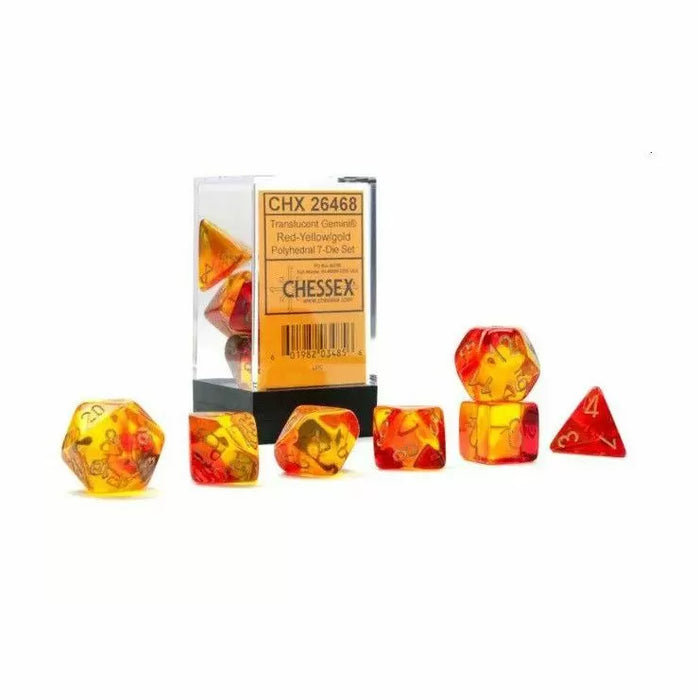 Chessex: Polyhedral 7-Die Set Gemini Translucent Red-Yellow/Gold Luminary