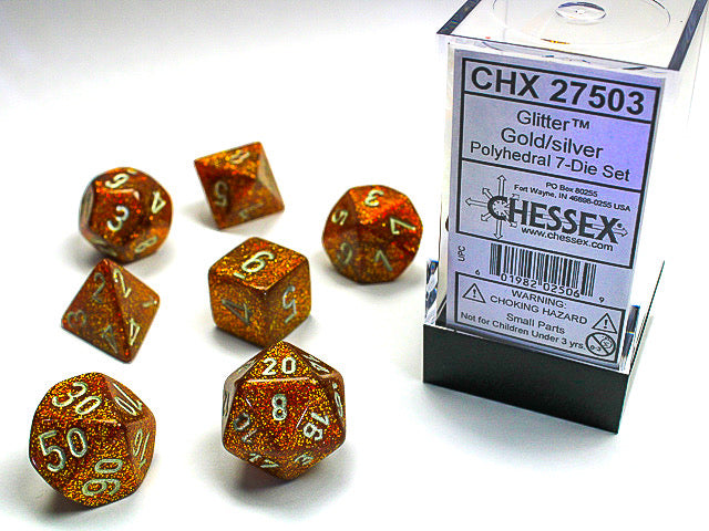 Chessex Polyhedryal 7-Die Set Glitter Gold/Silver