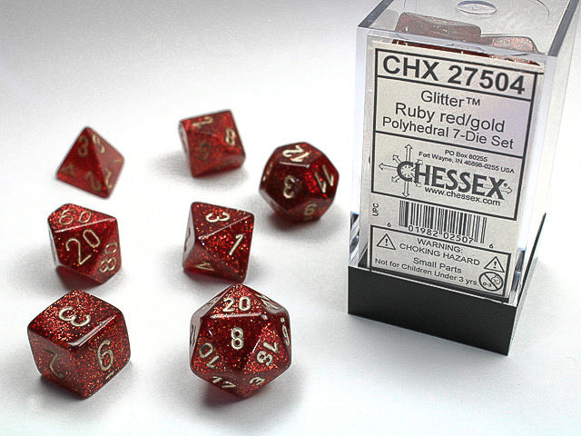 Chessex Polyhedryal 7-Die Set Glitter Ruby/Gold