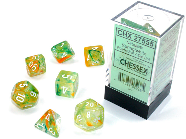 Chessex: Nebula Polyhedral Spring/white Luminary 7-Die Set