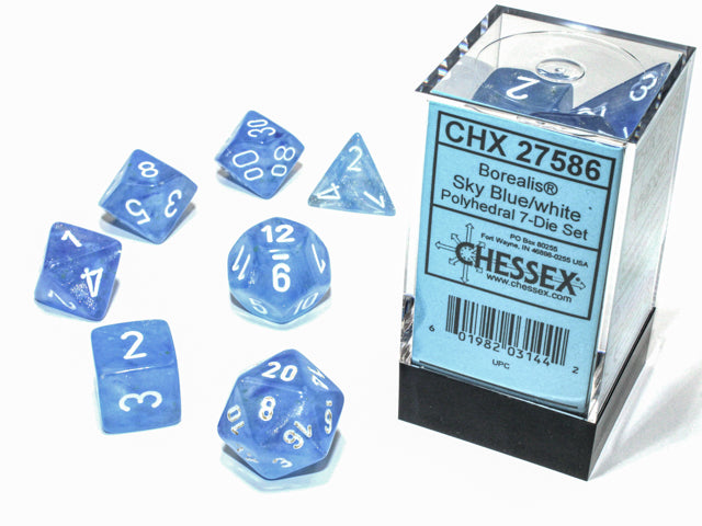 Chessex: Borealis Polyhedral Sky Blue/white 7-Die Set