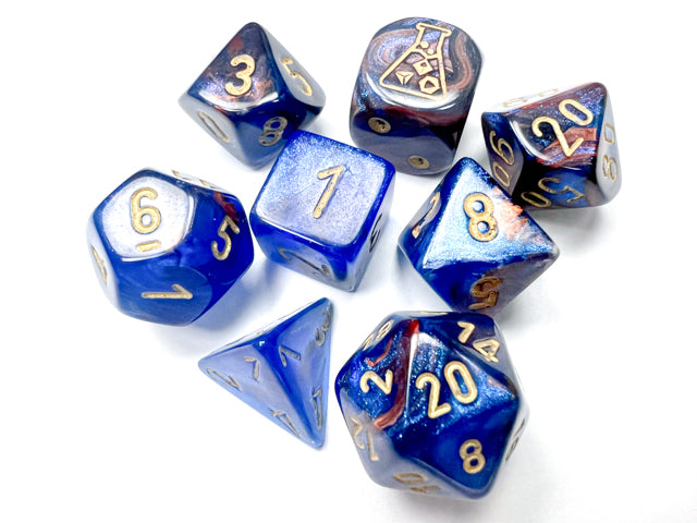 Chessex: Lab Dice Lustrous Azurite/Gold 7 Die Set