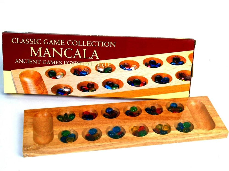 Mancala - 44cm Wood with glass pieces